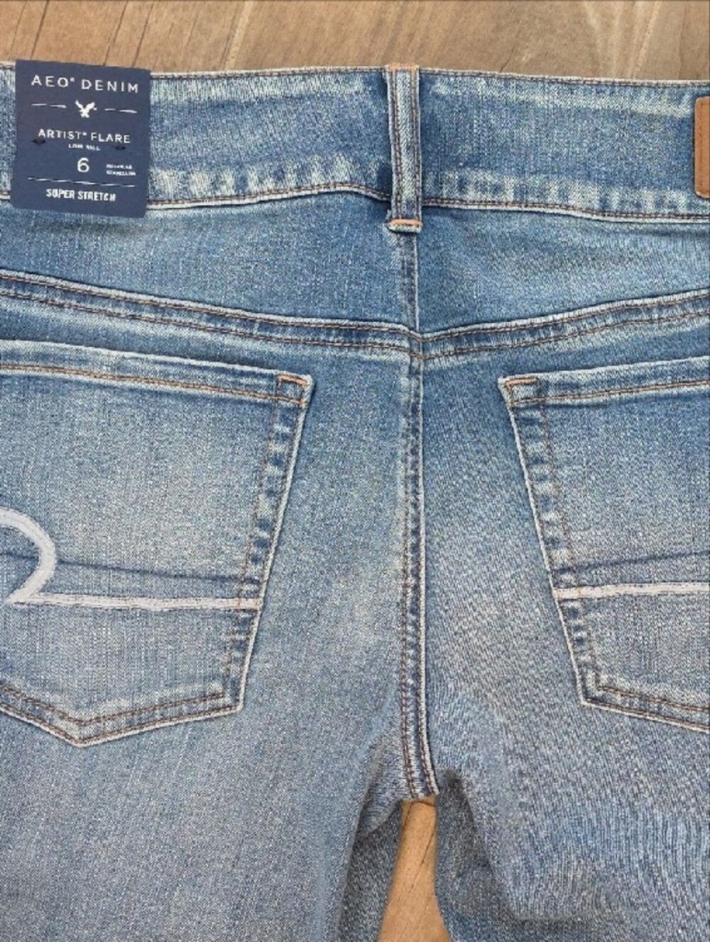 American Eagle Outfitters Light Blue Flared Stretch Jeans - Picture 3 of 5